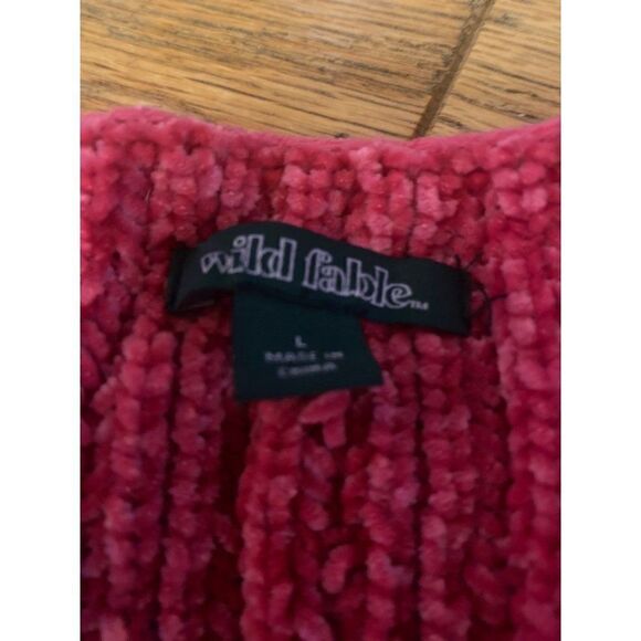 Wild Fable women’s fuchsia v-neck long sleeve cropped knit sweater size large - Picture 4 of 7